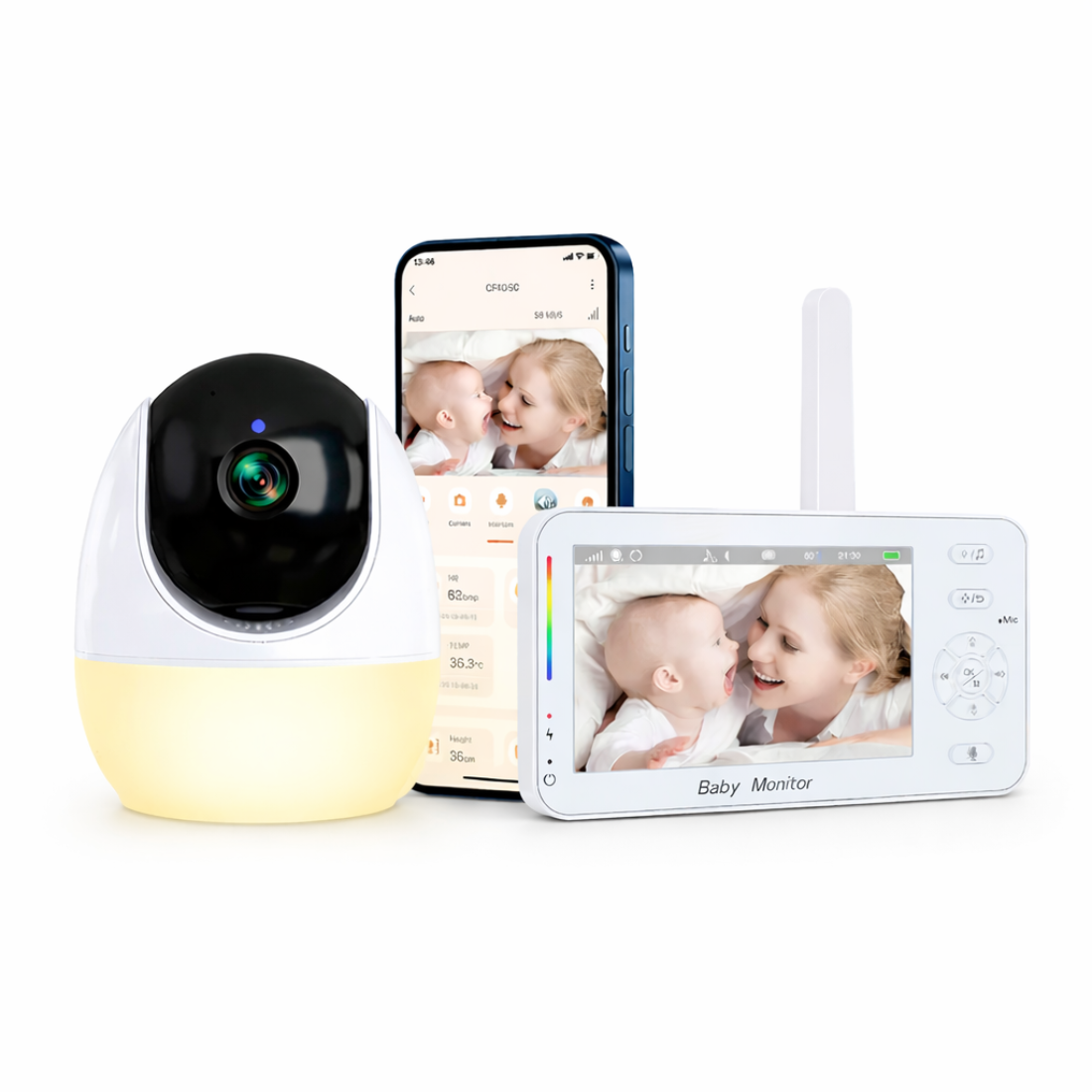 Babyphone vidéo sans WiFi – écran 4,3 pouces, caméra rotative